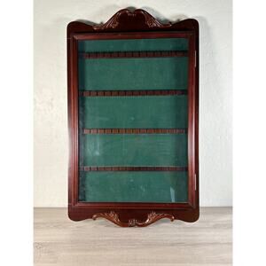 Bombay Company Wooden Display Case Cabinet Glass Door Mahogany Finish 28”